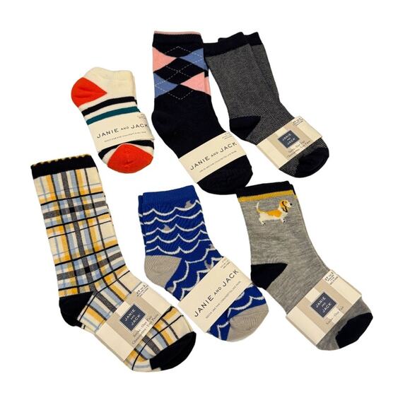 Janie and Jack Other - Janie and Jack Boy’s Assorted Socks - Set of 6 Size 2-3T